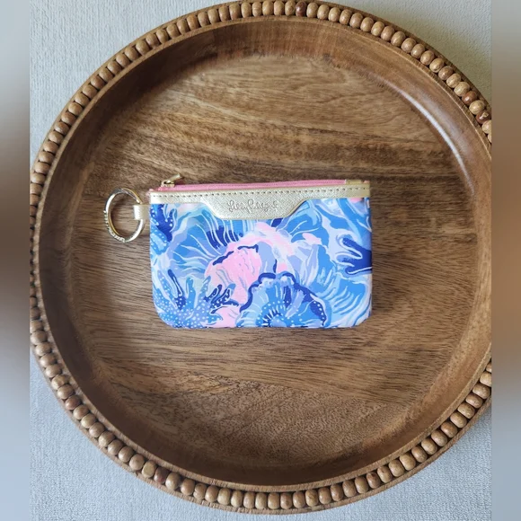 Lilly Pulitzer Tropical Floral Keychain ID Wallet Purse NWOT - Picture 2 of 6